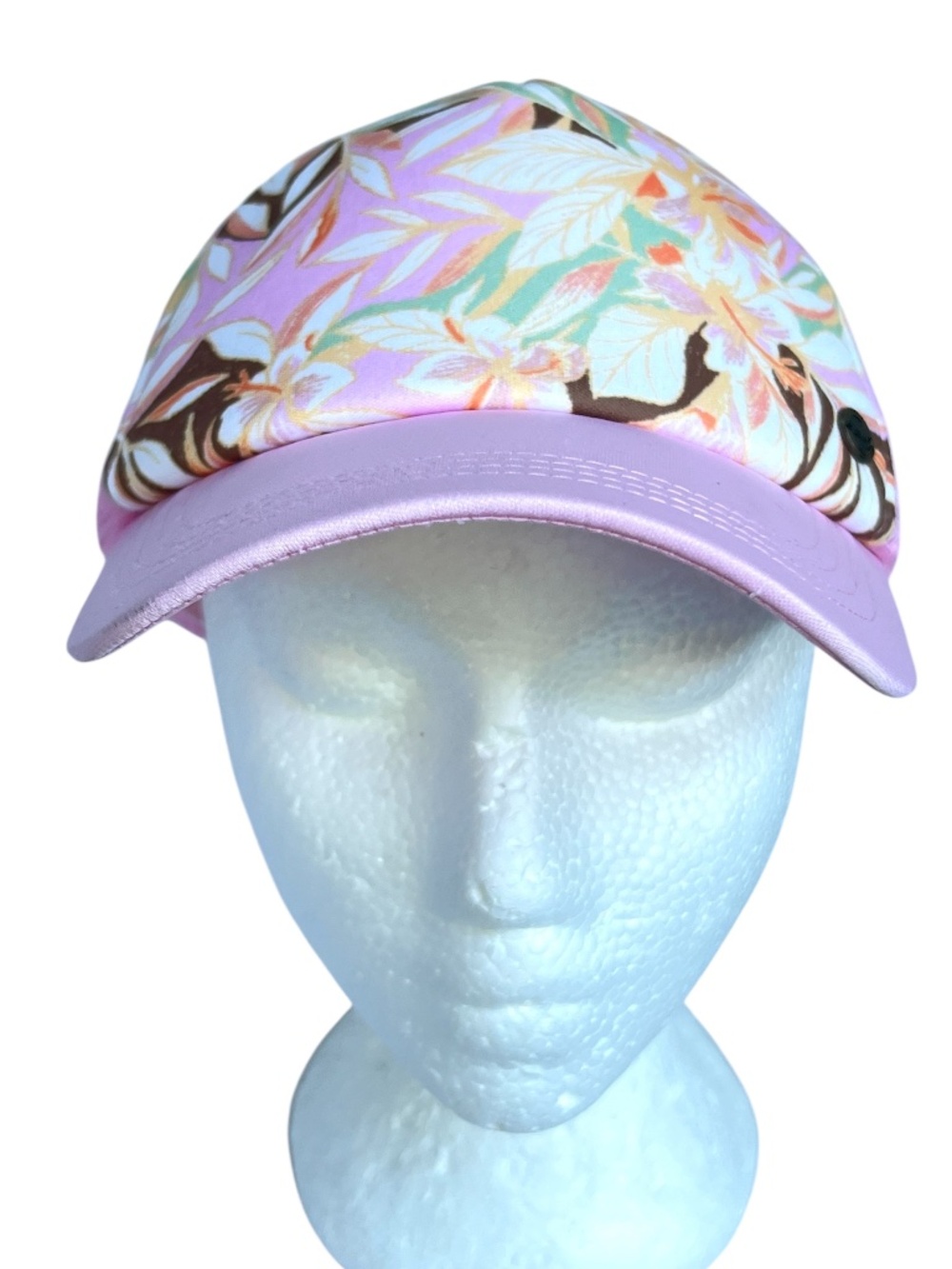 Roxy Trucker Hat Pink Floral Snap Back